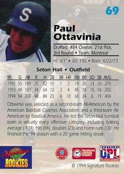 1994 Signature Rookies Draft Picks - Signatures #69 Paul Ottavinia Back