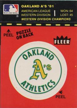 1982 Fleer - Team Stickers #NNO Oakland A's Logo Front