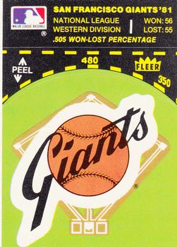 1982 Fleer - Team Stickers #NNO San Francisco Giants Baseball Diamond Front