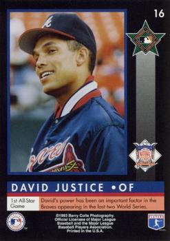 1993 Barry Colla All-Star Game #16 David Justice Back