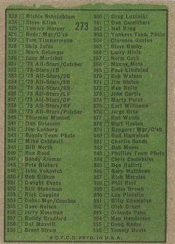 1974 Topps #273 Checklist 265-396 Back