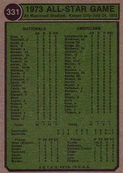 1974 Topps #331 All-Star Catchers (Carlton Fisk / Johnny Bench) Back