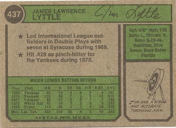 1974 Topps #437 Jim Lyttle Back