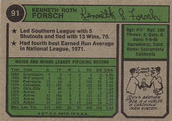 1974 Topps #91 Ken Forsch Back
