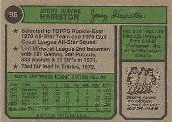 1974 Topps #96 Jerry Hairston Back