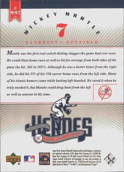 2002 Upper Deck Prospect Premieres - Heroes of Baseball: Mickey Mantle #HMM7 Mickey Mantle  Back