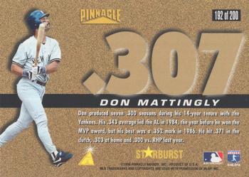 1996 Pinnacle - Starburst #192 Don Mattingly Back