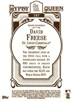 2012 Topps Gypsy Queen - Framed Gold #197 David Freese Back