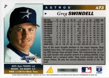 1996 Score #473 Greg Swindell Back