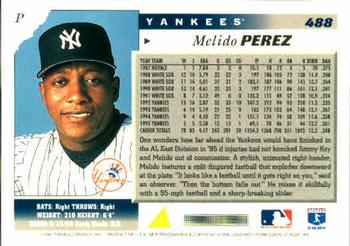 1996 Score #488 Melido Perez Back