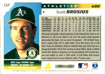 1996 Score #490 Scott Brosius Back