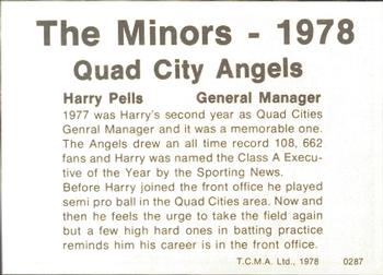 1978 TCMA Quad City Angels #17 Harry Pells Back