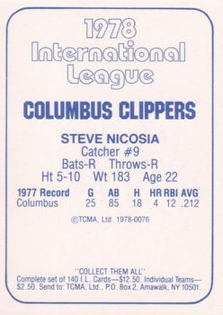 1978 TCMA Columbus Clippers #0076 Steve Nicosia Back
