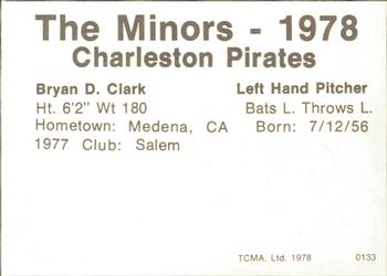 1978 TCMA Charleston Pirates #2 Bryan Clark Back