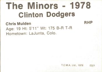 1978 TCMA Clinton Dodgers #0321 Chris Malden Back