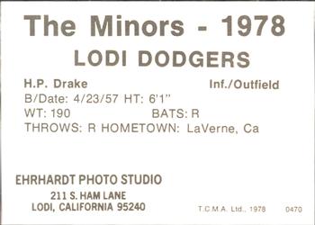 1978 TCMA Lodi Dodgers #3 H.P. Drake Back
