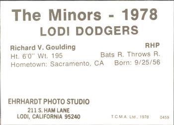 1978 TCMA Lodi Dodgers #6 Rick Goulding Back