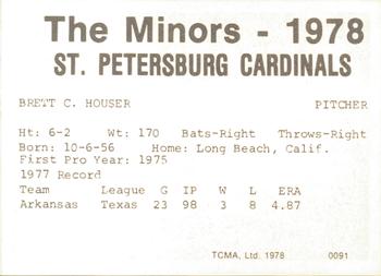 1978 TCMA St. Petersburg Cardinals #NNO Brett Houser Back