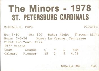 1978 TCMA St. Petersburg Cardinals #NNO Mike Pope Back