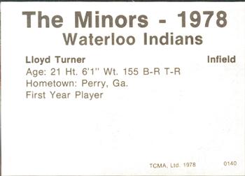 1978 TCMA Waterloo Indians #24 Lloyd Turner Back