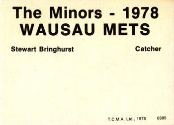 1978 TCMA Wausau Mets #0395 Stewart Bringhurst Back