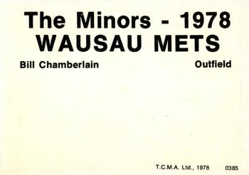 1978 TCMA Wausau Mets #0385 Bill Chamberlain Back