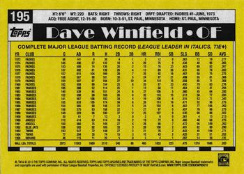 2013 Topps Archives #195 Dave Winfield Back