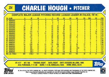 2013 Topps Archives #204 Charlie Hough Back