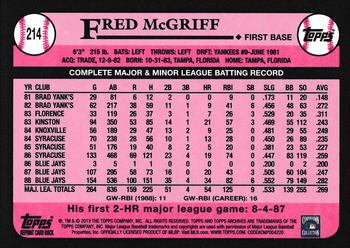 2013 Topps Archives #214 Fred McGriff Back