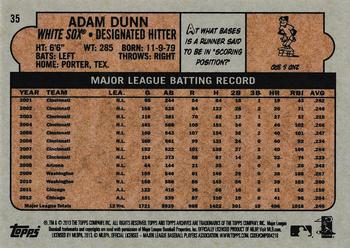 2013 Topps Archives #35 Adam Dunn Back