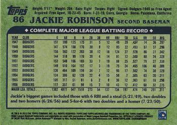 2013 Topps Archives #86 Jackie Robinson Back