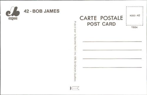 1984 Montreal Expos Postcards #NNO Bob James Back