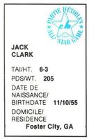 1982 All-Star Game Program Inserts #NNO Jack Clark Back