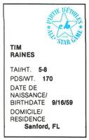 1982 All-Star Game Program Inserts #NNO Tim Raines Back