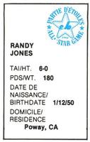 1982 All-Star Game Program Inserts #NNO Randy Jones Back