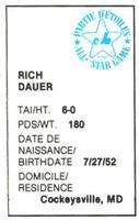 1982 All-Star Game Program Inserts #NNO Rich Dauer Back