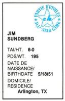 1982 All-Star Game Program Inserts #NNO Jim Sundberg Back