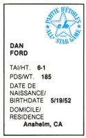 1982 All-Star Game Program Inserts #NNO Dan Ford Back