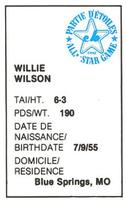 1982 All-Star Game Program Inserts #NNO Willie Wilson Back