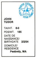 1982 All-Star Game Program Inserts #NNO John Tudor Back