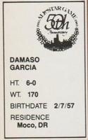 1983 All-Star Game Program Inserts #NNO Damaso Garcia Back