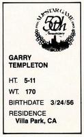 1983 All-Star Game Program Inserts #NNO Garry Templeton Back