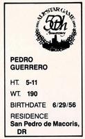 1983 All-Star Game Program Inserts #NNO Pedro Guerrero Back