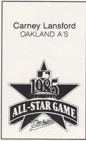 1985 All-Star Game Program Inserts #NNO Carney Lansford Back