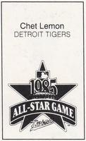 1985 All-Star Game Program Inserts #NNO Chet Lemon Back