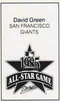 1985 All-Star Game Program Inserts #NNO David Green Back