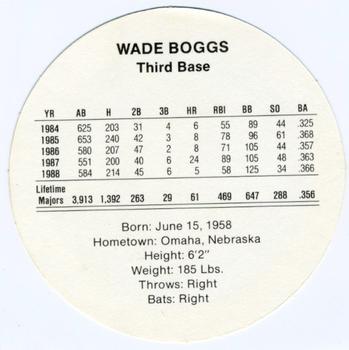 1989 Cadaco Discs #NNO Wade Boggs Back