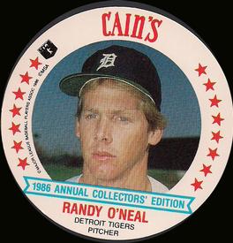 1986 Cain's Detroit Tigers Discs #7 Randy O'Neal Front