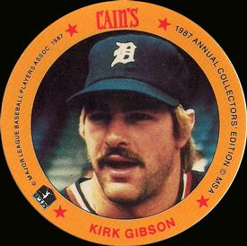 1987 Cain's Detroit Tigers Discs #9 Kirk Gibson Front