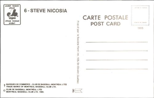 1985 Montreal Expos Postcards #NNO Steve Nicosia Back